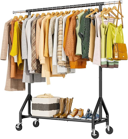 Heavy Duty Clothes Rack Load 450 LBS, Metal Garment Rack, Standing Rolling by HYSEYY