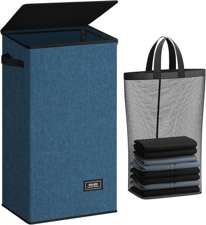 SOLEDI Laundry Hamper with Lid 100L Large & Tall Collapsible Laundry Baskets by SOLEDI