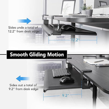 EHO Under Desk Keyboard Tray, Large 27.5" x 12.2" Slide-Out Clamp-On Drawer - Image 2