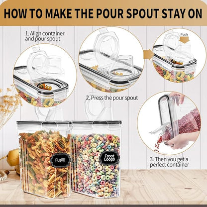 PRAKI Cereal Containers Storage Set, Measuring Cup & Marker - Image 5