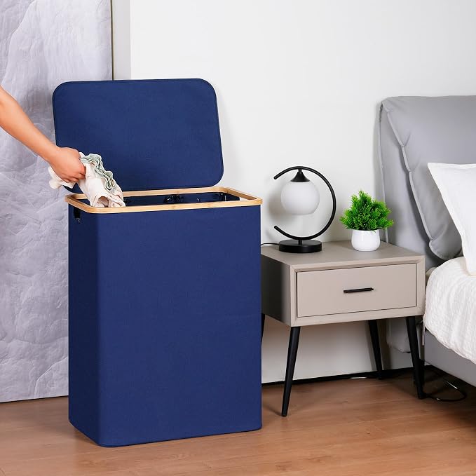 efluky Laundry Hamper with Lid, Trio Laundry Basket with 2 Removable Bags - Image 7
