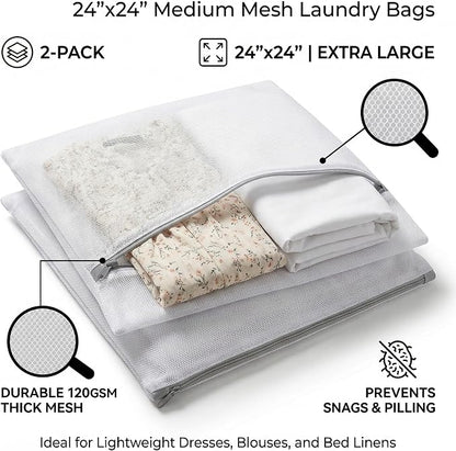 24x24 Medium Mesh Laundry Bags for Delicates, Blouses & Bed Linens – Durable - Image 7