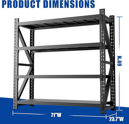 Heavy Duty Warehouse Shelving 4-Tier Industrial Steel Storage Shelves, 2600LB - Image 2