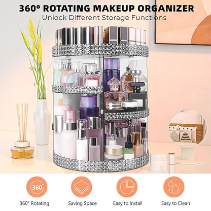 360 Degree Rotating Makeup Organizer, Extra Large Capacity Cosmetic Storage Unit - Image 6