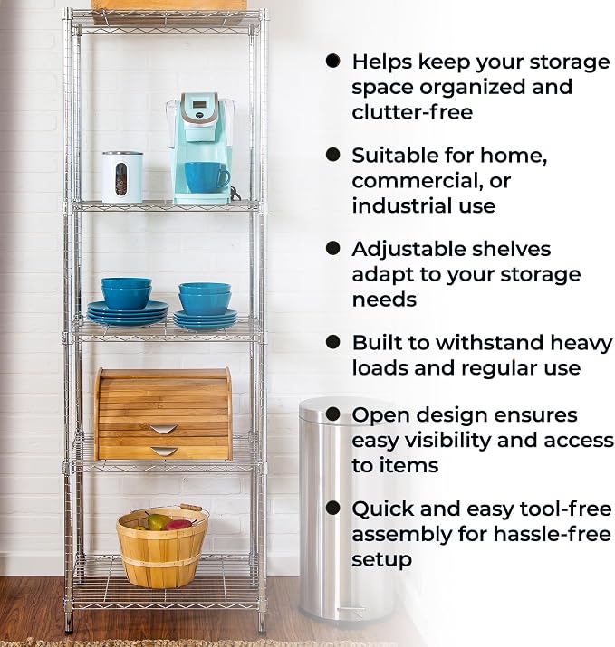 5-Tier Deep Shelf, 250 lb/Shelf, mixing bowls and bulk food containers - Image 6