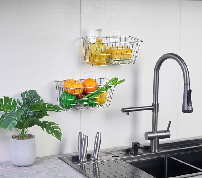 JUNCHU CHERRY 5 Pack Hanging Storage Basket, Bathroom Basket, Household Goods - Image 2
