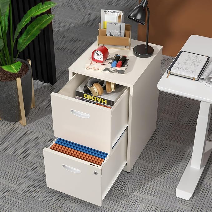 Filing Cabinet 2 Drawer with Lock, Under Desk Metal Filing Cabinet, Two Drawer - Image 2