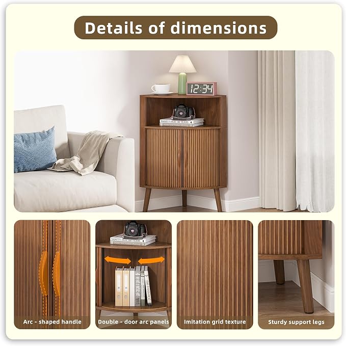 Bathroom Corner Storage Cabinet, 31.5''H Small Floor Corner Cabinet - Image 4