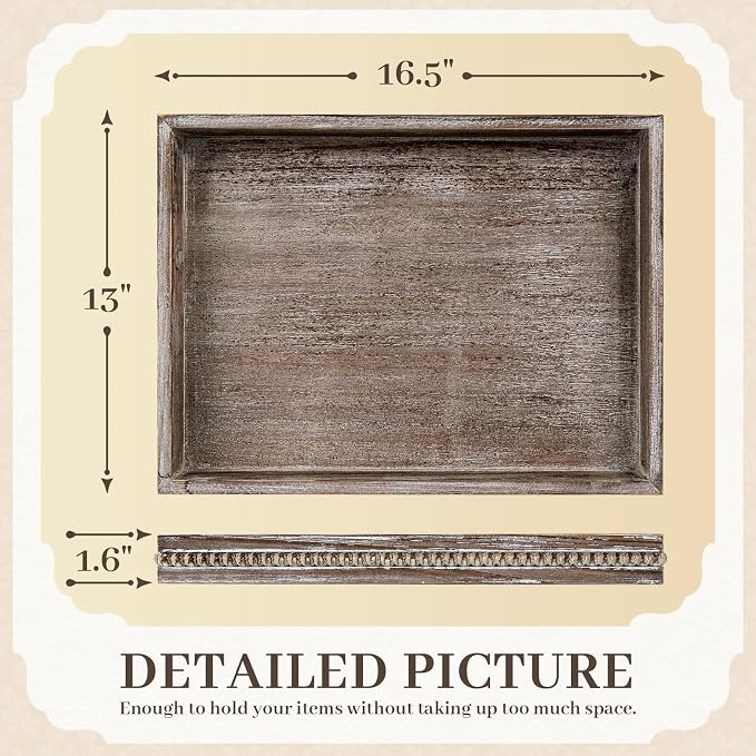 Wooden Decorative Tray, Rectangular Serving Tray - Image 2