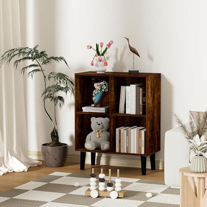 4 Cube Bookcase, Wooden Book Shelf Cube Storage Organizer - Image 2