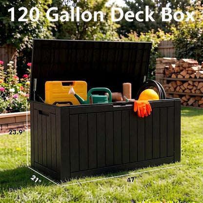Outdoor Storage Box, 120 Gallon Resin Deck Boxes Outdoor Waterproof - Image 3