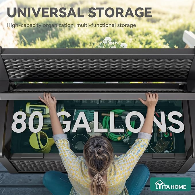 YITAHOME 80 Gallon Storage Bench Deck Box, Lockable Patio Bench - Image 2