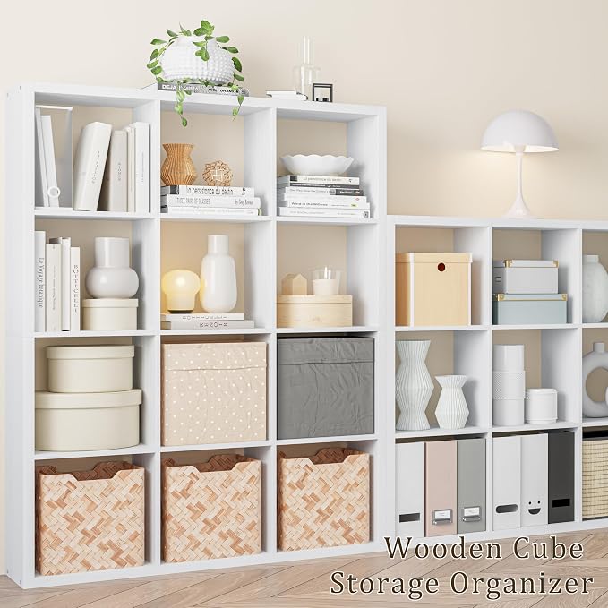 Cube Storage Organizer Bookcase, Decorative 11 inch Open Back Cubical Shelf - Image 6
