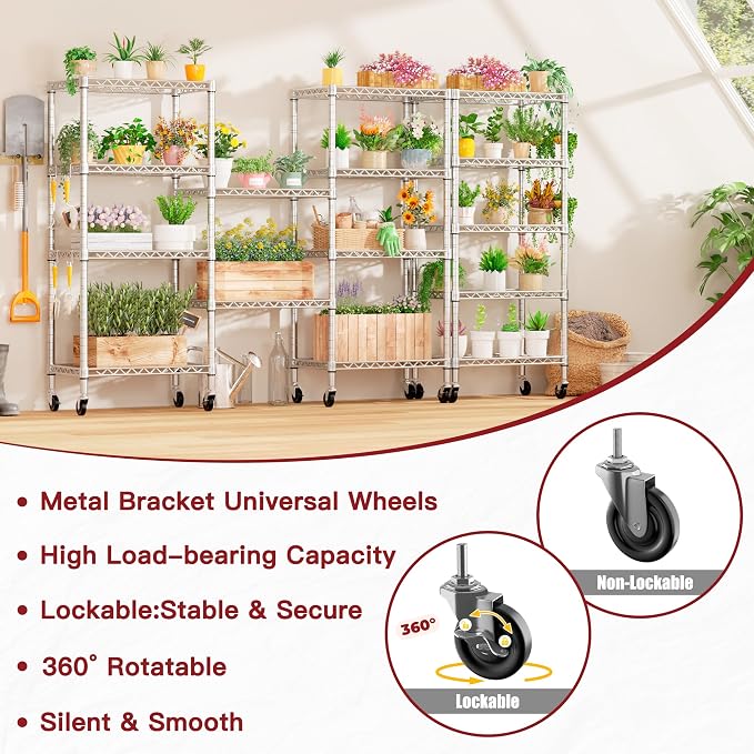 PrimeZone 3 Pack Steel Storage Wire Shelving 5 Tier Metal Shelves - Image 9