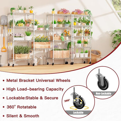 PrimeZone 2 Pack Steel Storage Wire Shelving 5 Tier Metal Shelves - Image 8