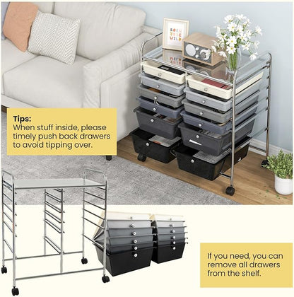 Giantex 12 Drawer Rolling Storage Cart Tools Scrapbook Paper Office School - Image 6