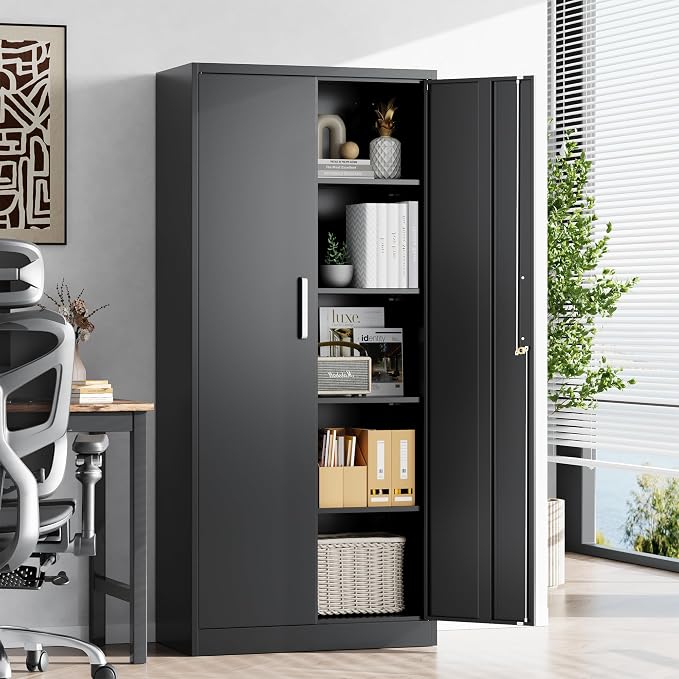Metal Storage Cabinet with Locking Doors, Garage Utility Cabinet - Image 2
