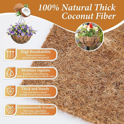 6 Pack 16 Inch Hanging Basket Coco Liners Replacement, 100% Natural Round - Image 3