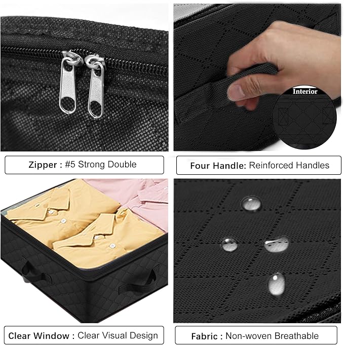 BiCINE 90L Under Bed Storage Containers, 6 Pack Foldable Closet Organizers and - Image 5