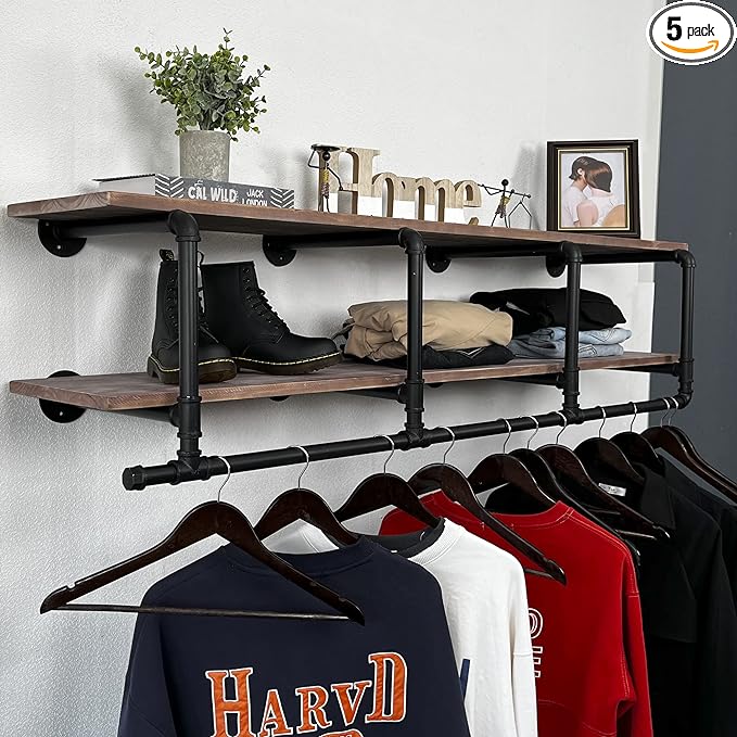 60In Industrial Pipe Clothing Rack by INDUSTRIALSHELVESDESIGN