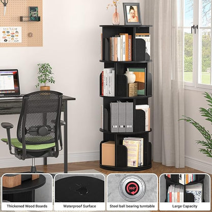 Aheaplus Rotating Bookshelf, 360 Revolving Bookshelf Tower - Image 4