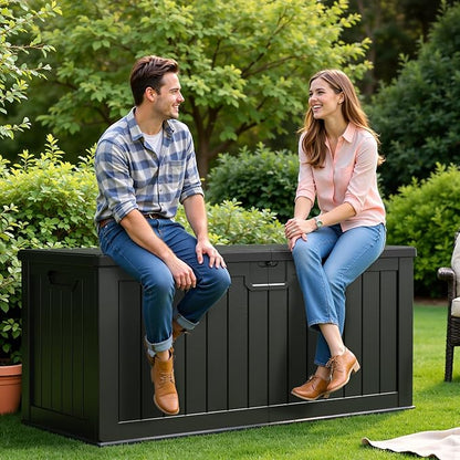 Flamaker 250 Gallon Resin Deck Box, XXL Waterproof Storage Box - Image 2