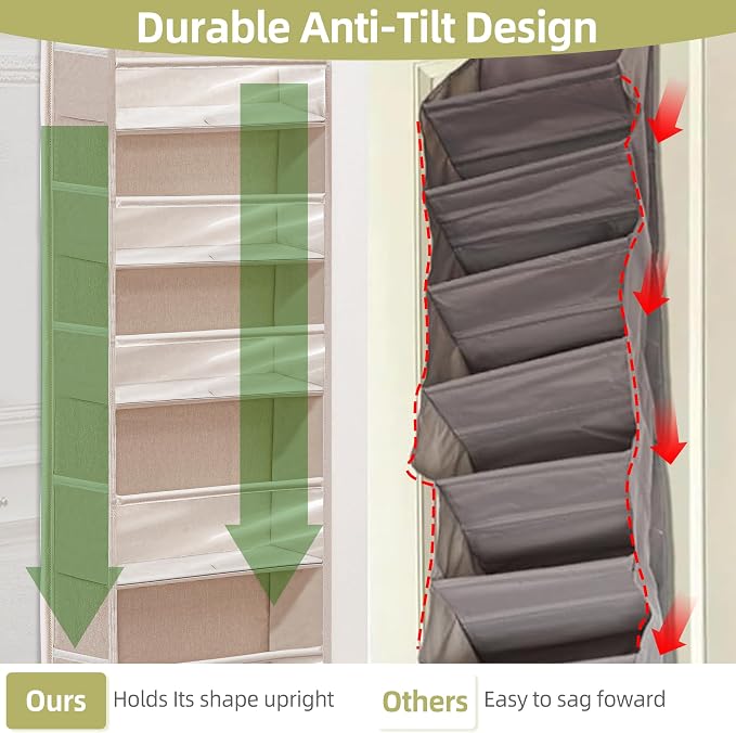 Over Door Organizer with 6 Extra Large Pockets 12 Side Pockets, Sturdy Closet - Image 5