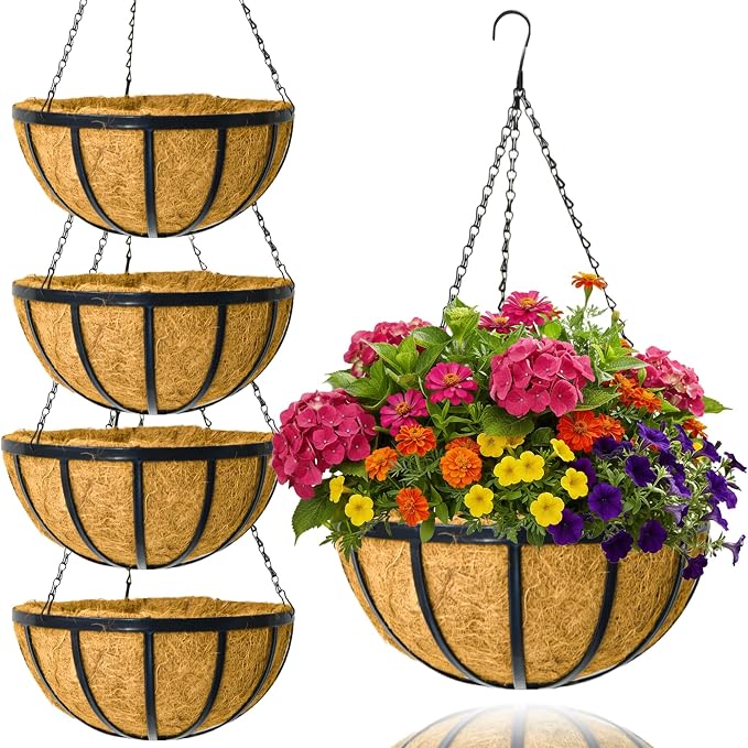12 Inch 4 Pack Metal Hanging Planter Basket by GYATSOCYGwomenswardrobe