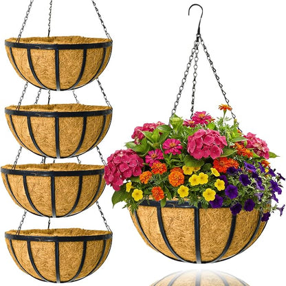 12 Inch 4 Pack Metal Hanging Planter Basket by GYATSOCYGwomenswardrobe