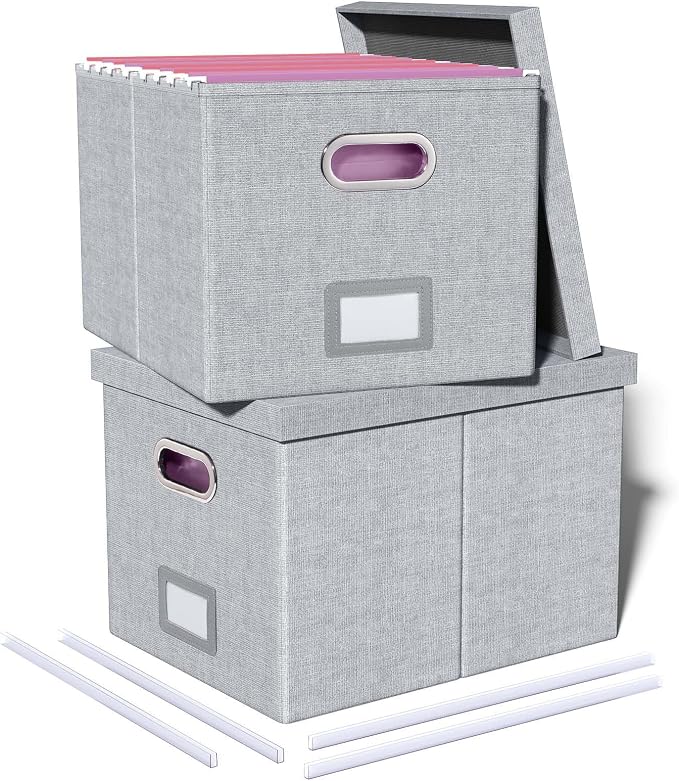 2 Pack File Storage Organizer, Filing Box, Portable File Box by Oterri