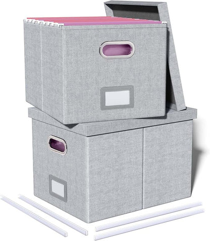 2 Pack File Storage Organizer, Filing Box, Portable File Box by Oterri