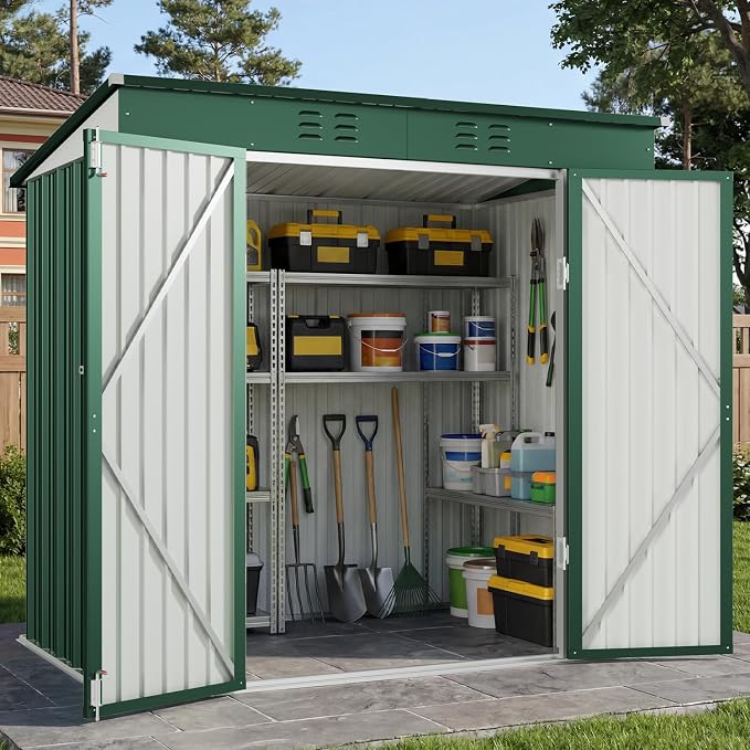 Gizoon 8' x 6' Outdoor Storage Shed, Lockable Doors and Ventilation by Gizoon