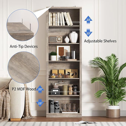 75" Tall Bookshelf, 6-Tier Floor Standing Bookcase - Image 5