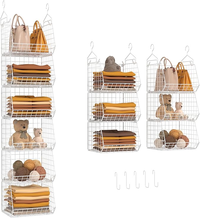 X-cosrack 6 Tier Closet Hanging Organizer, Clothes Hanging Shelves by X-cosrack