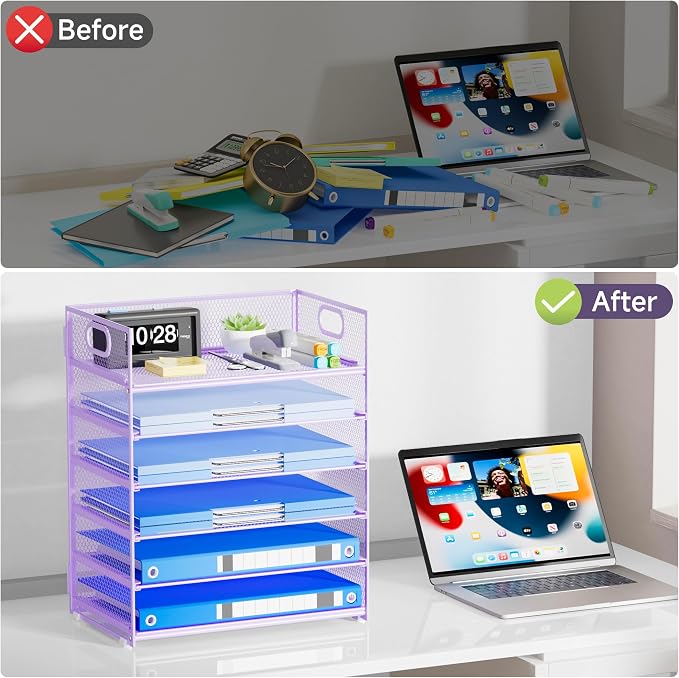 Purple Paper Organizer for Desk - Image 6