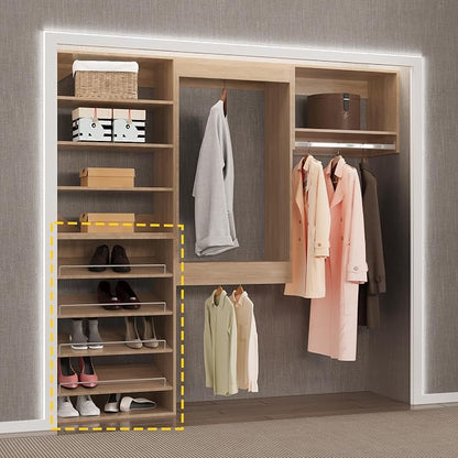Shoe Shelf Short Tower Closet Unit, Modular Closet System, Wood Closet System - Image 5