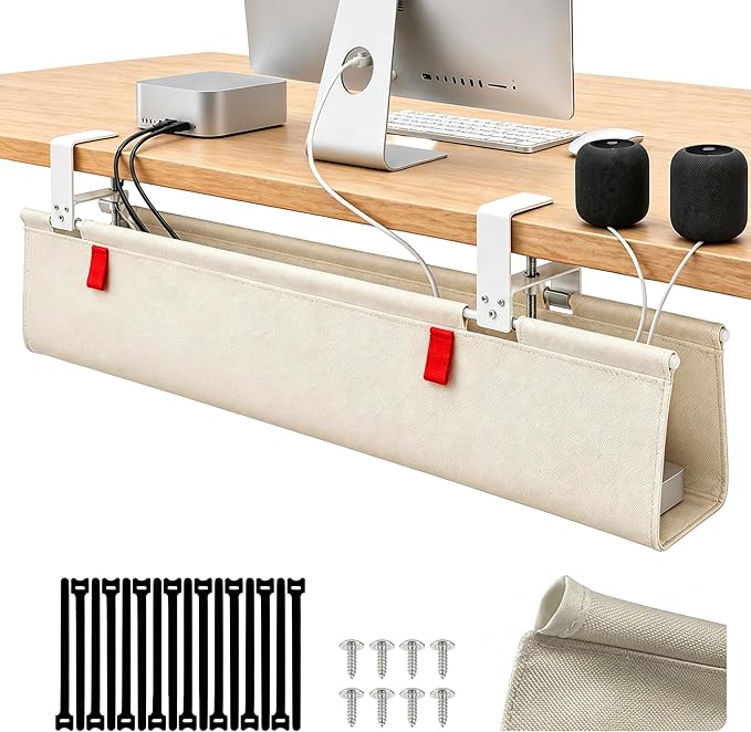 Under Desk Cable Management No Drill – 48" L x 6" W Cord Organizer, Upgraded by Unknown
