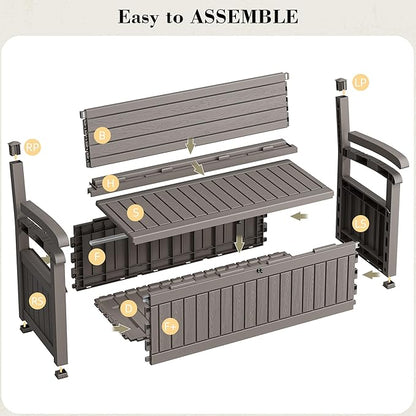 80-Gallon Lockable Outdoor Storage Bench, Waterproof Outdoor Deck Storage Boxes - Image 6