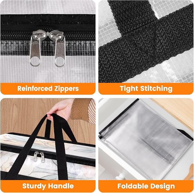 BlissTotes 4 Pack Clear Clothes Storage Bags, Moving Bags, Foldable Blanket - Image 3