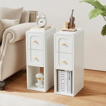 Small Nightstand Set of 2, Wooden Narrow Nightstands - Image 9