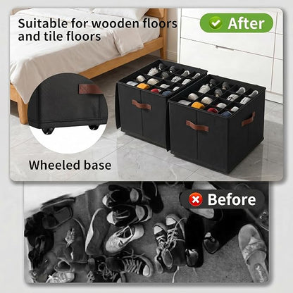 EE-RoomWorld 2 Pack rolling shoe rack on wheels, No Assemble Required shoe - Image 2