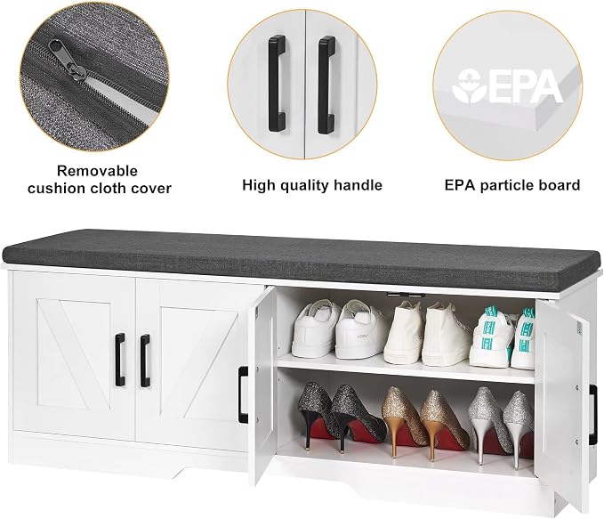 HOMSHO Farmhouse Shoe Storage Bench - Image 8