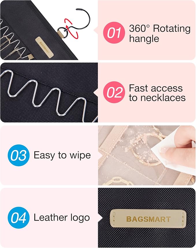 BAGSMART Hanging Jewelry Organizer Storage Roll - Image 4