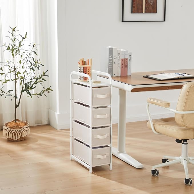 MAX Houser 4 Drawer Narrow Dresser Fabric Storage Tower Vertical Slim Storage - Image 4