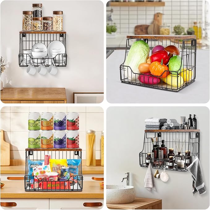Livabber Fruit Basket for Kitchen, Metal Fruit Vegetable Storage Bin - Image 8