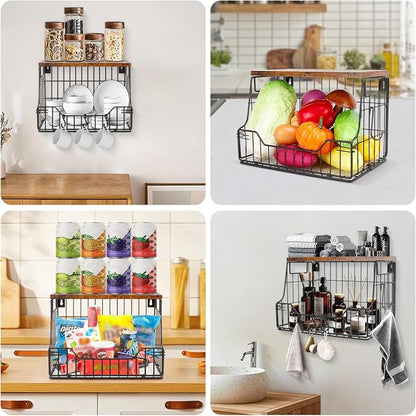 Livabber Fruit Basket for Kitchen, Metal Fruit Vegetable Storage Bin - Image 8