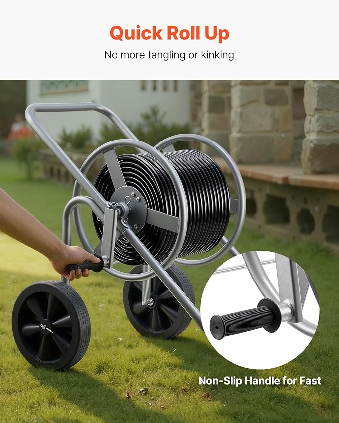 VEVOR Hose Reel Cart, 200/300 ft High-Pressure Garden Hose Cart, Hoses Reel - Image 3
