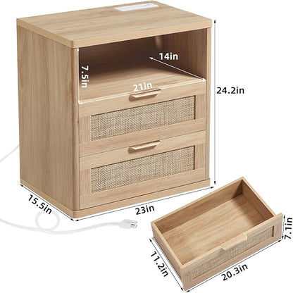 LEYAOYAO Rattan Nightstands Set of 2 - Image 3