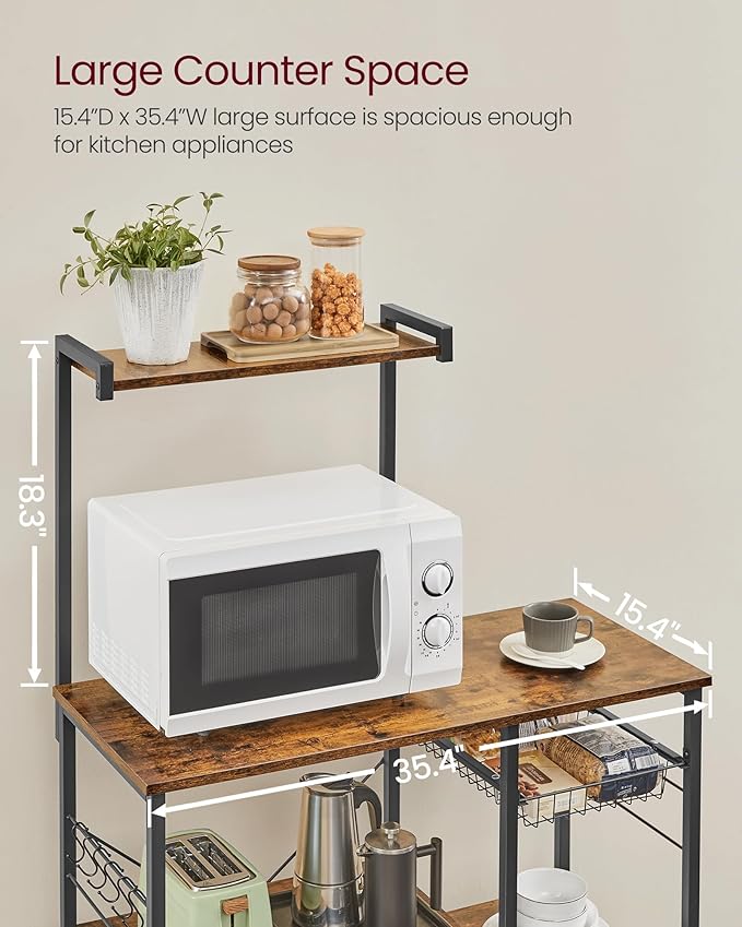 VASAGLE Baker's Rack, Microwave Stand, Kitchen Storage Rack - Image 3