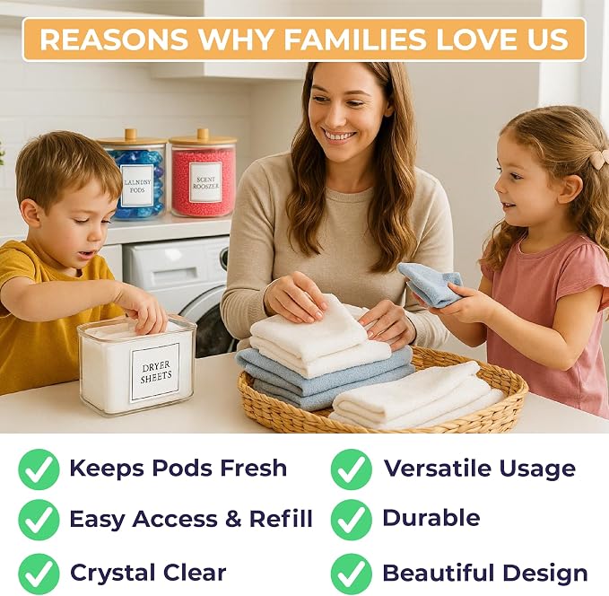 Laundry Pods Containers for Organizing Dryer Sheet Holder & Laundry Jars - Image 2